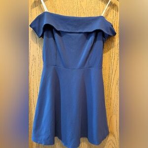 Off the shoulder blue mini dresss